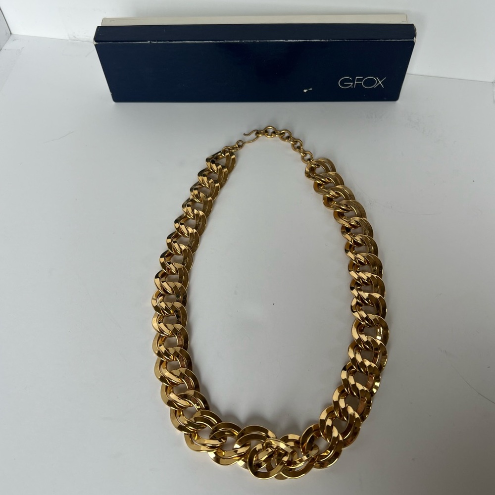 Vintage Monet Gold Plated Chunky Double Link Chain Necklace